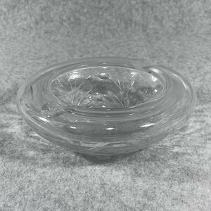 Vintage Clear Glass Ashtray Etched Frosted Rose‎ Cigar Elegant Round 5.5”
